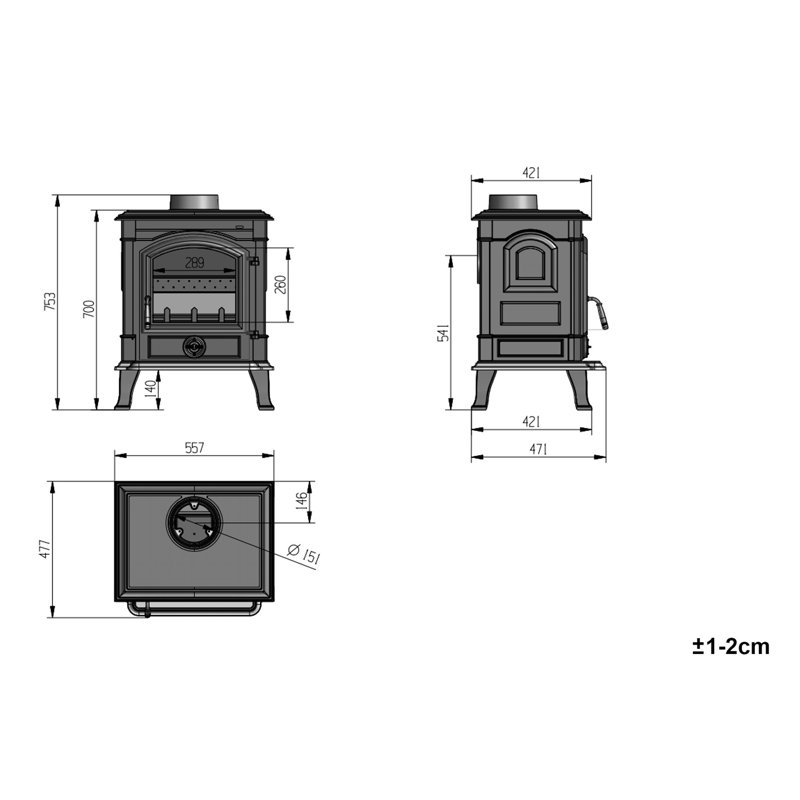 Valdese 8KW Wood Burning Freestanding Stove Fireplace