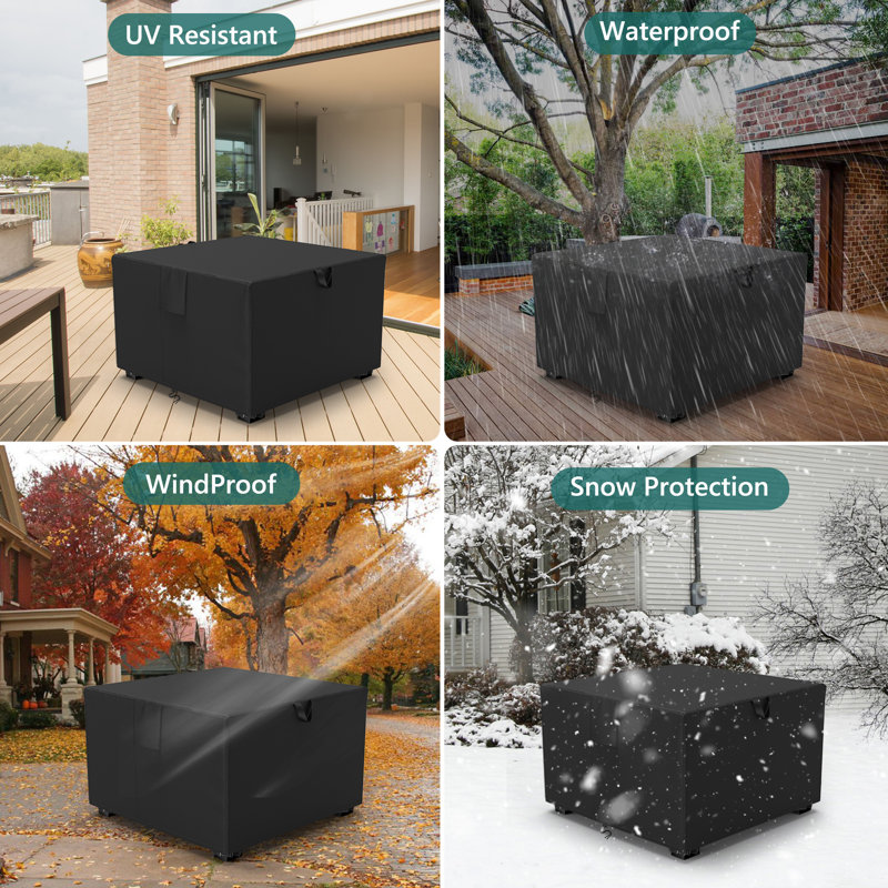 Housse imperméable carrée pour foyer d'extérieur, H 24 po x l 50 po x P 50 po