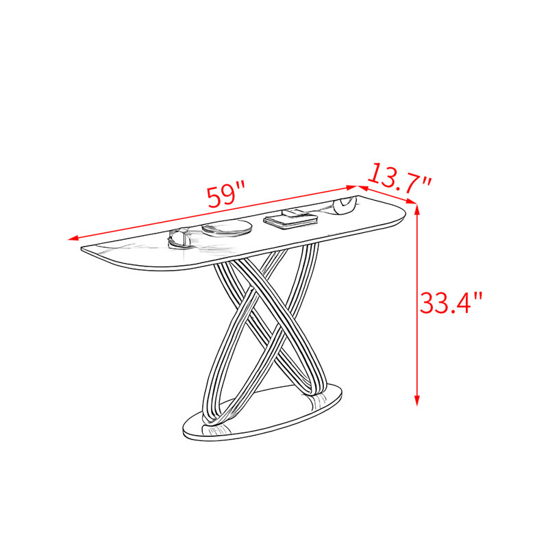 Console en pierre frittée de style italien, H 33,4 po x l 59 po x P 13,7 po