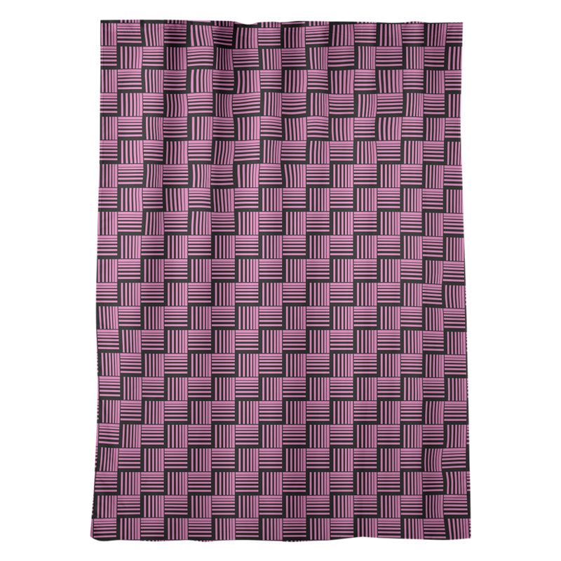 Panneau de rideau simple obscurcissant et isolant avec passe-tringle classique, Rose/noir