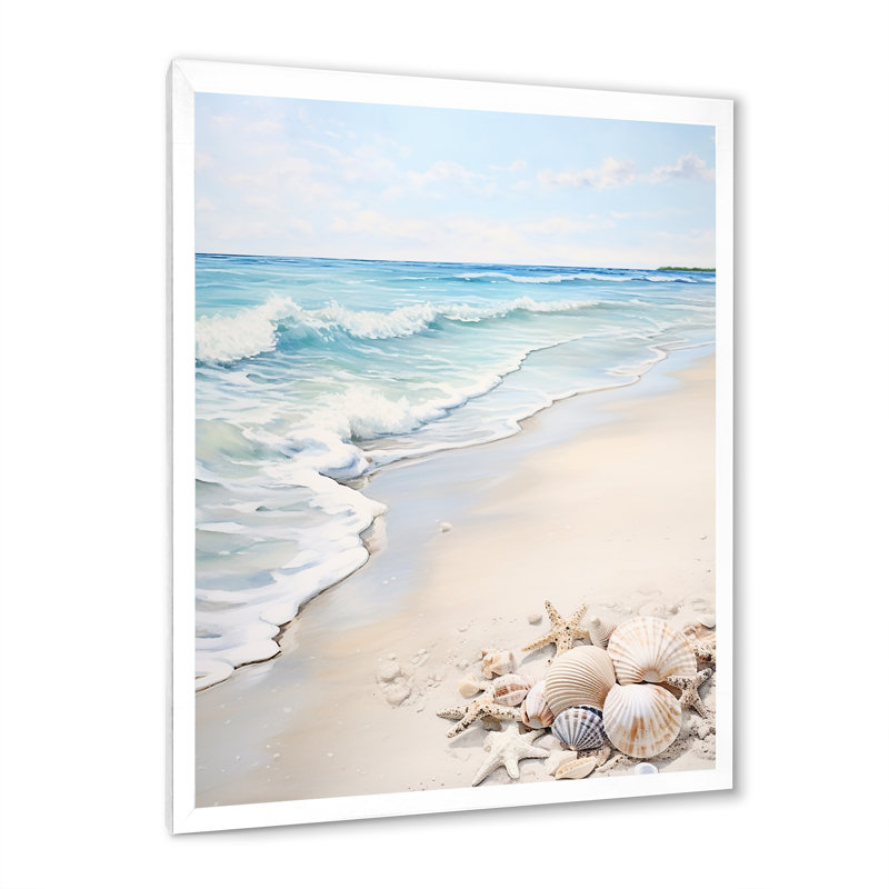 Minimalisme «Beachside Tranquility I», impressions d'art nautique et de plage, H 20 po x l 12 po x P 1 po, Cadre photo blanc