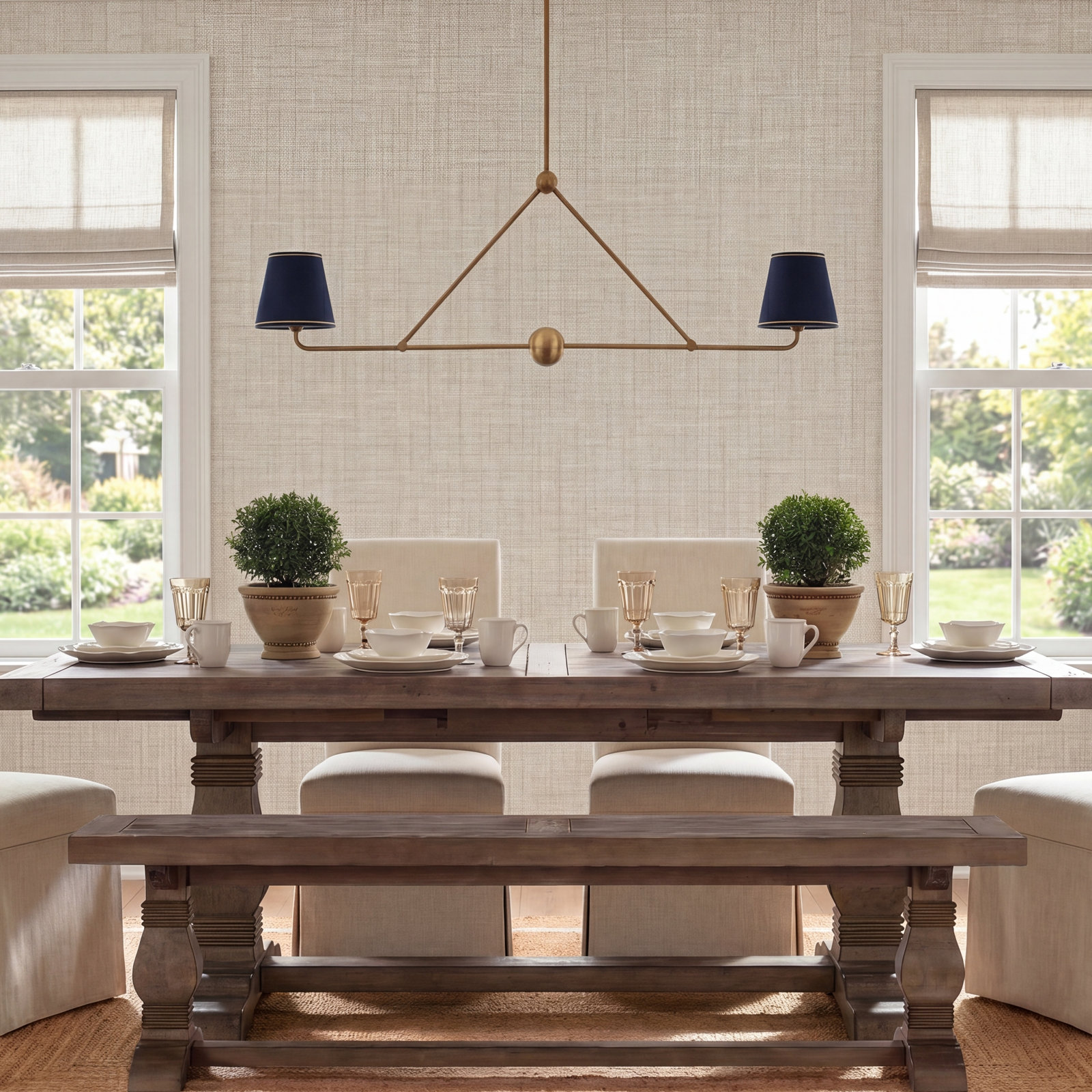 Textured Linen Wallpaper Roll, Taupe