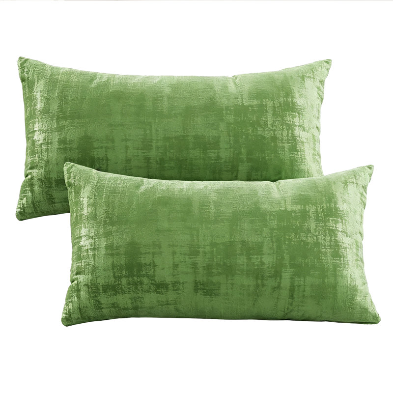 Textured Velvet Textured Rectangular Pillow Cover, Calla Green