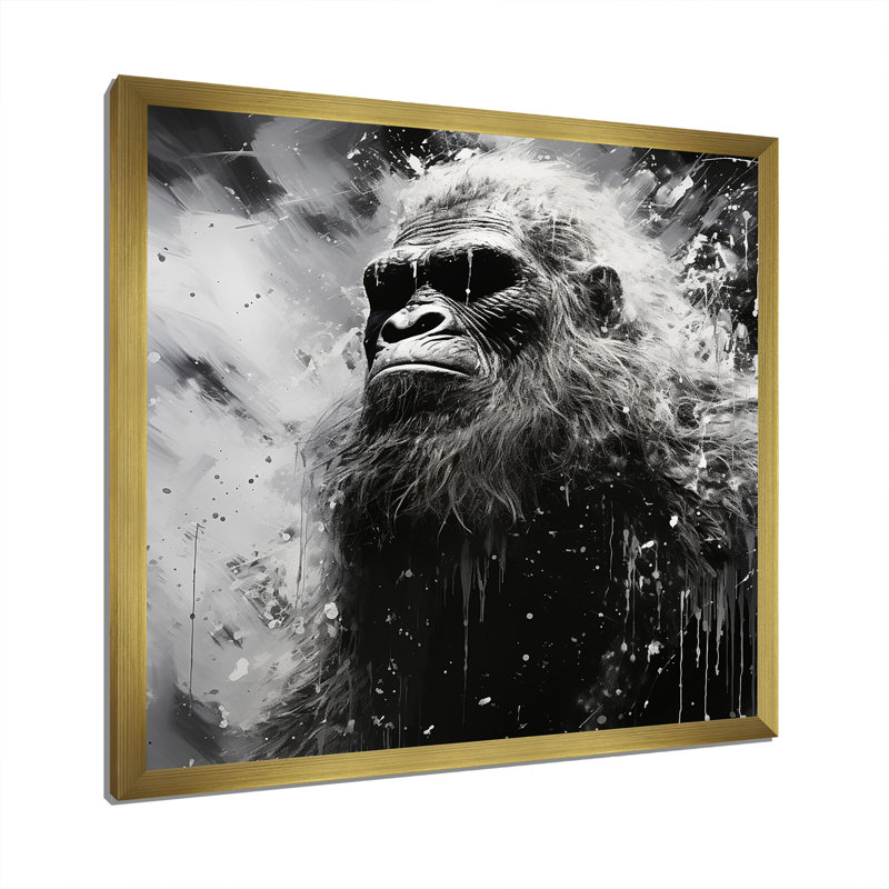 Minimalisme monochrome Bigfoot - impressions d'art mural Bigfoot, H 36 po x l 36 po x P 1,5 po, Cadre doré simple