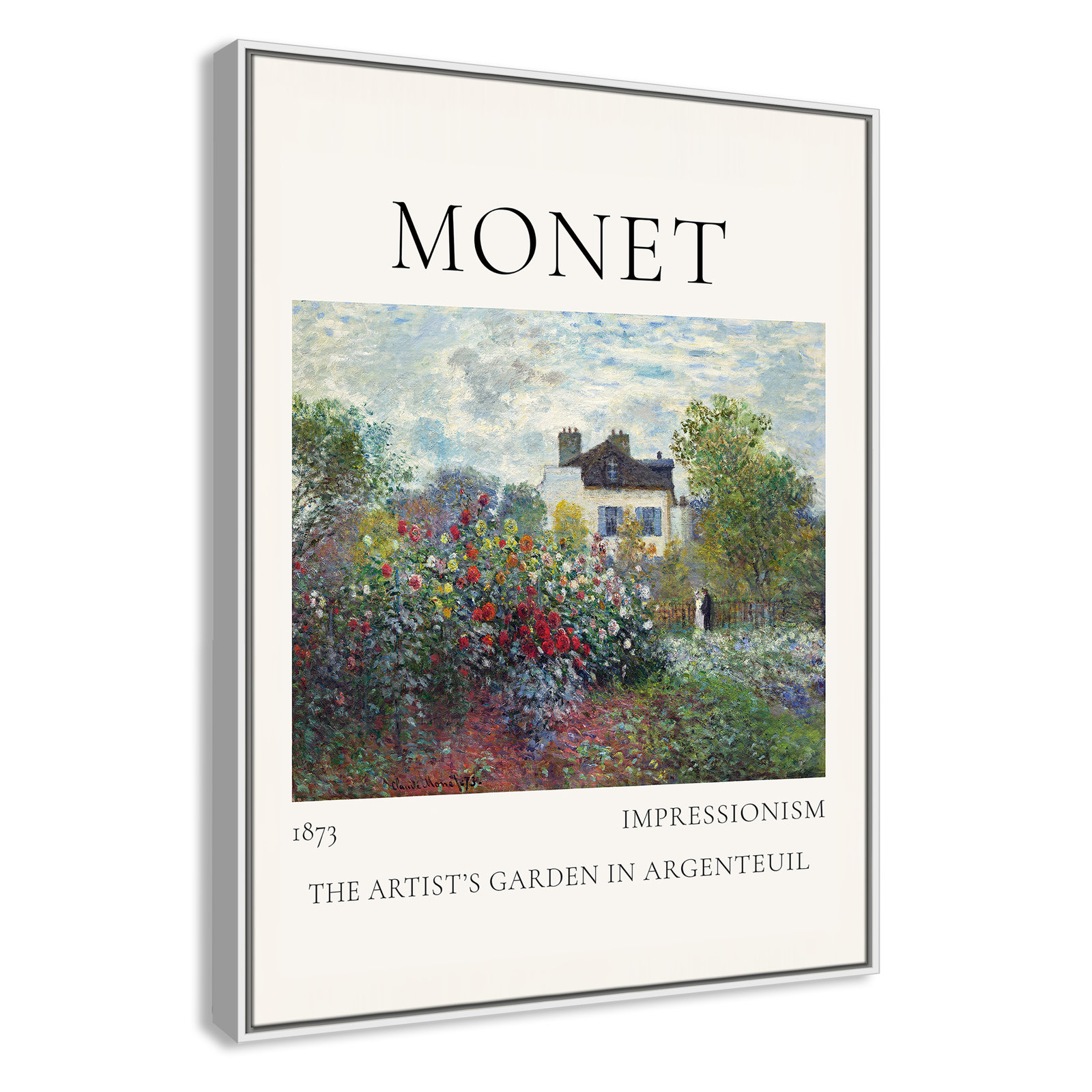 Artists Garden in Argenteuil Print by Claude Monet, No, 41.5" H x 31.5" W x 2" D, White Floater Frame