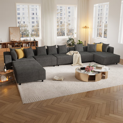 Canapé modulaire 8 pièces avec méridienne, canapé surdimensionné minimaliste avec sièges profonds 8 pièces