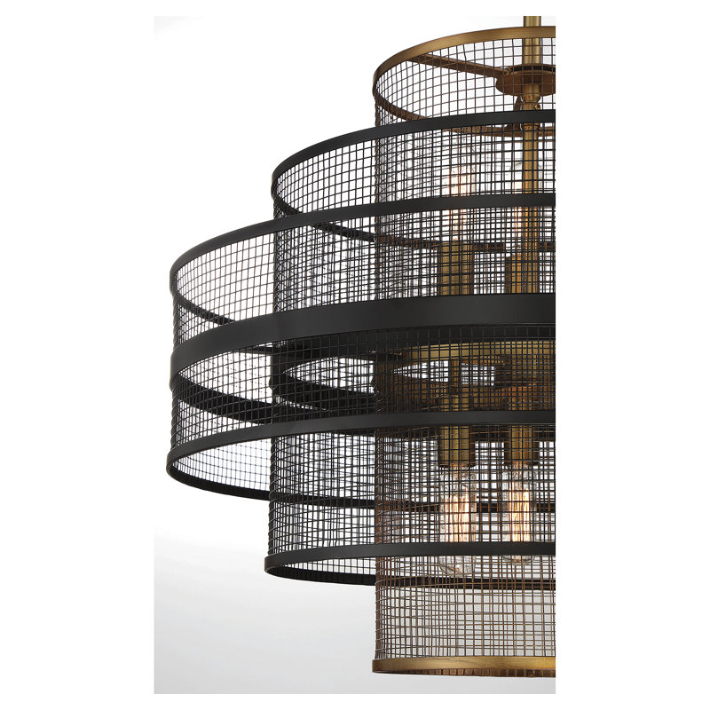 Luminaire suspendu noir mat 6 lumières Granten