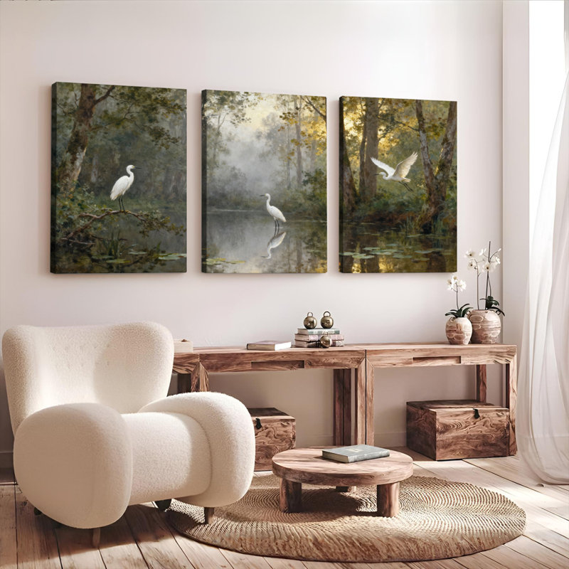 Ensemble de 3 tableaux sur toile tendue, H 18 po x l 36 po