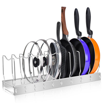 Detachable and Adjustable Pots and Pans Organizer for Kitchen Cabinet Storage