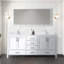Meuble-lavabo double gris vieilli 72 po X P 22 po D, dessus en quartz blanc et ensemble de robinet-117978665