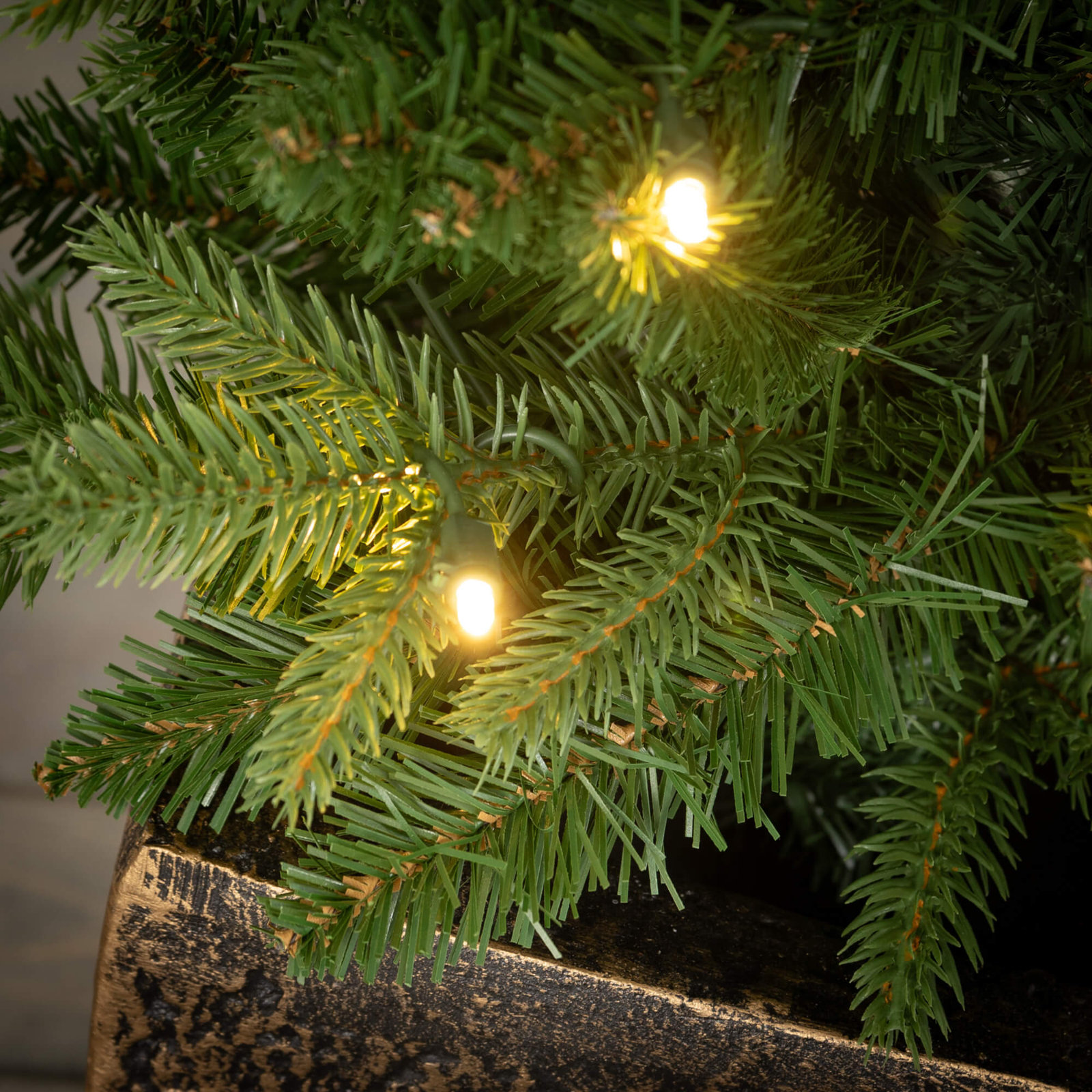 49" Artificial Christmas Medium LED Pine Tree Planter, Green
