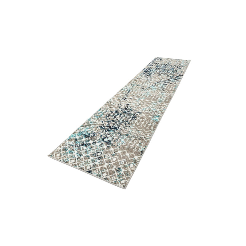 Somerville Geometric Indoor Rug, Square 5'3", Gray/Blue