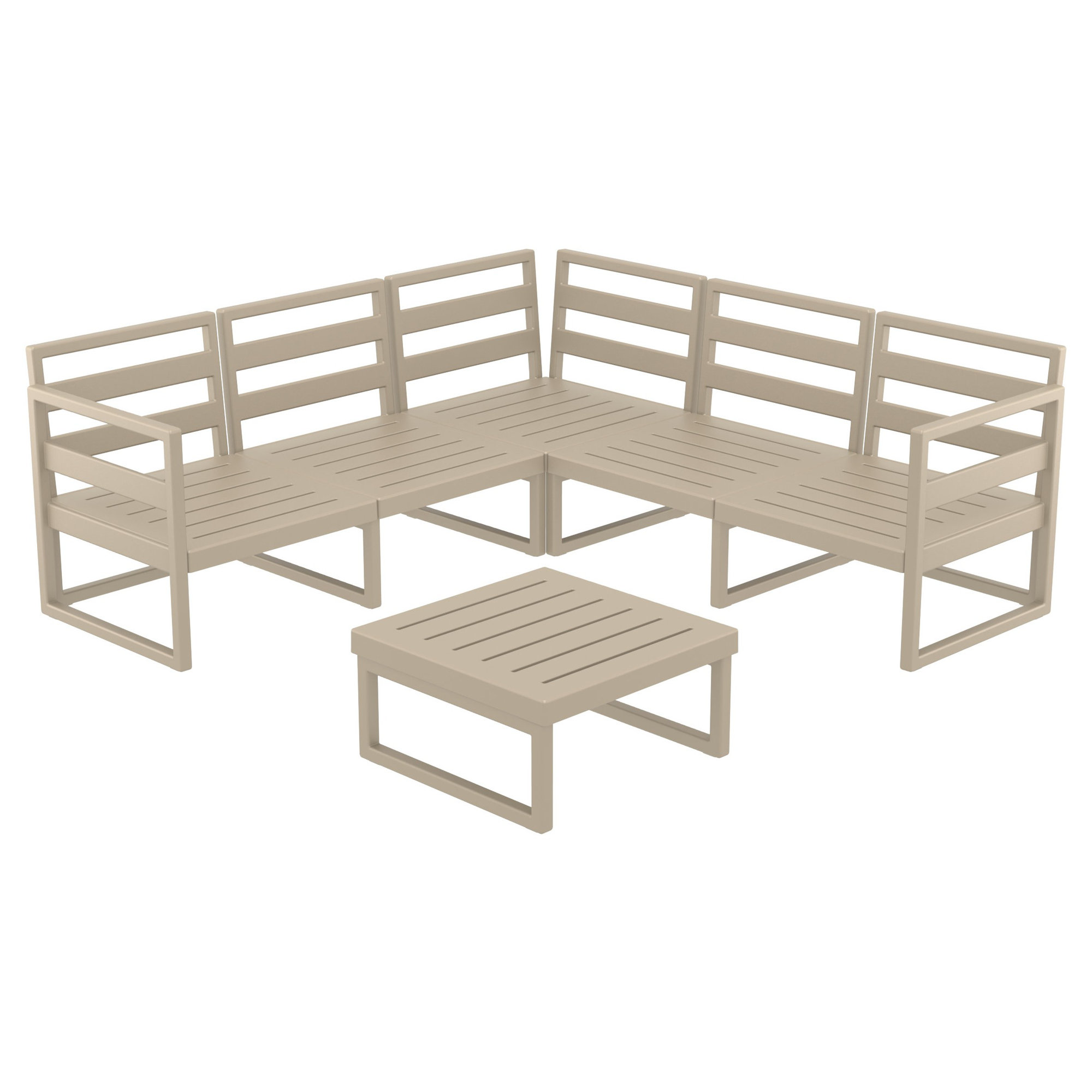 Lane 5 - Person Modular Patio Conversation Set with Cushions, Taupe, Natural