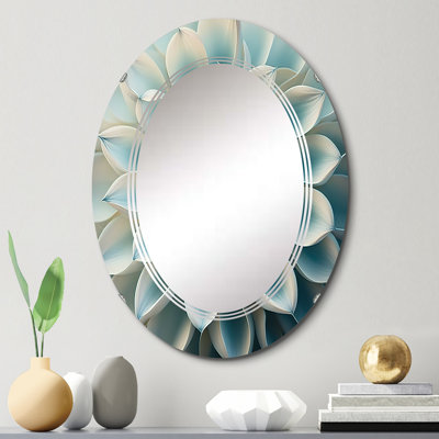 Miroir mural floral bleu et blanc Dahlia