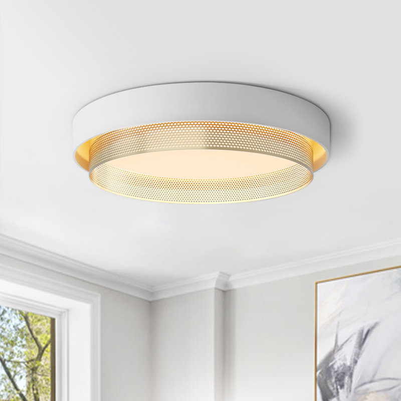 Nordic Minimalist Round LED Hollow Flush Mount Ceiling Light , White, 3000K