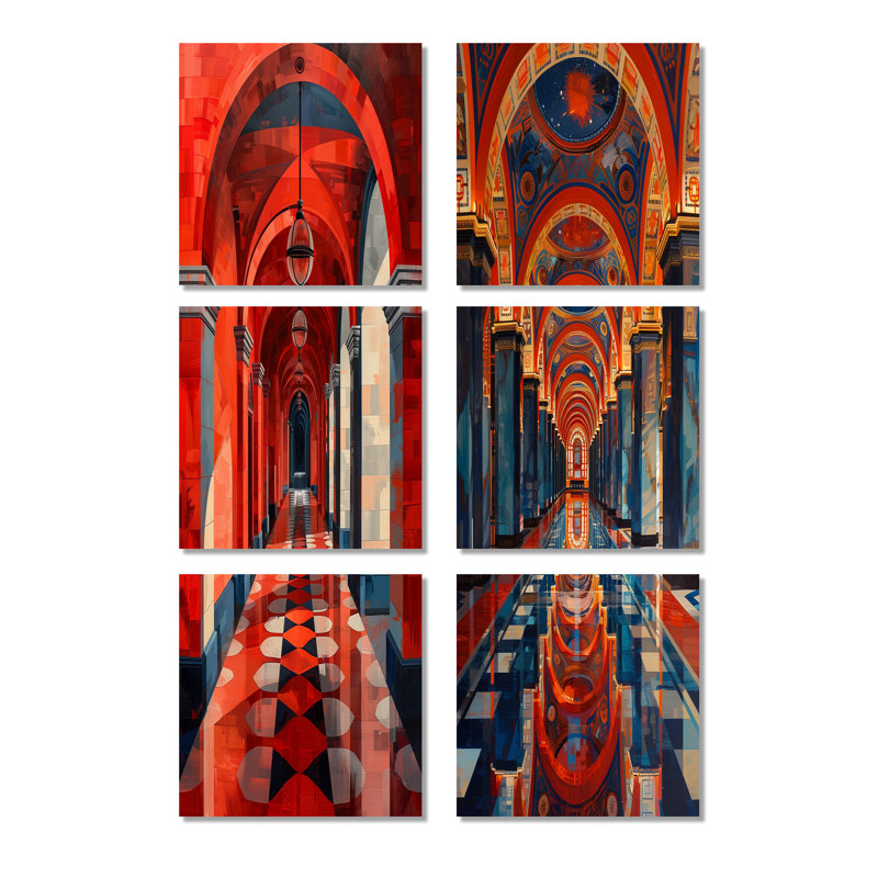 Musulman, Temple, réflexion, Maroc, ensemble de 6 reproductions d'art sur toile, Toile tendue, Ne s’applique pas