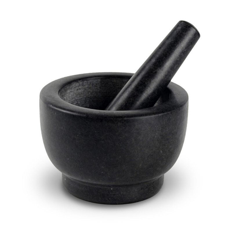 Black Granite Pestle & Mortar With Base