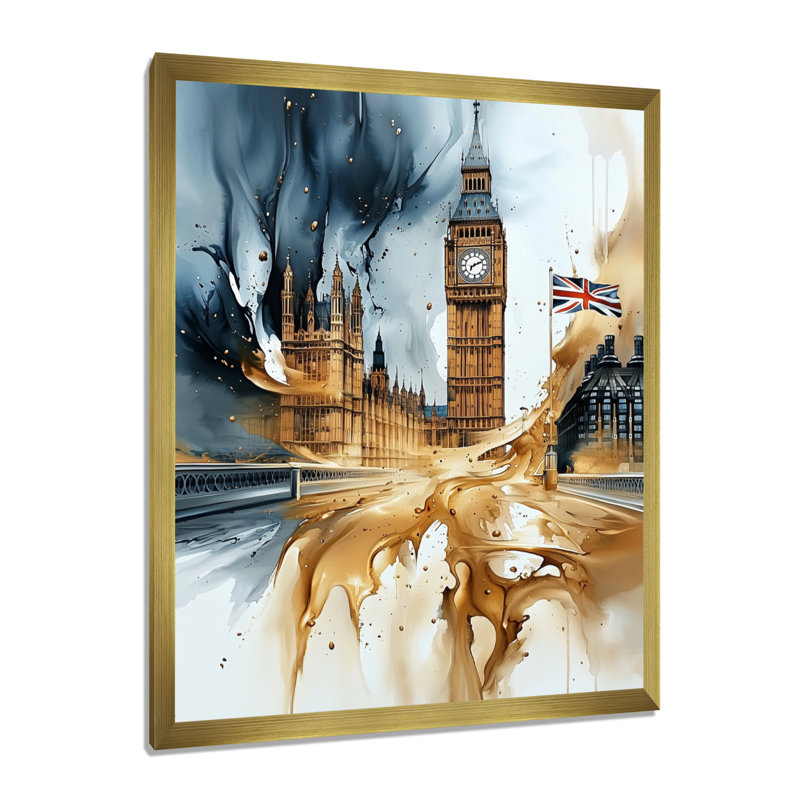 Monetta - art mural paysages urbains, H 32 po x l 24 po, Reproduction encadrée d'une seule photo, Doré
