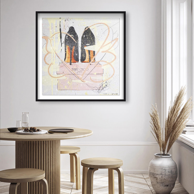 Oliver Gal Blush Walk Revisited Fashion - Diamond Dust Shadowbox Framed Wall Art, 25.5" H x 25.5" W, Black