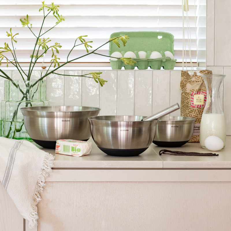Brabantia Profile Mixing Bowl Matte Steel, 3.2 Quart (3 Liter)