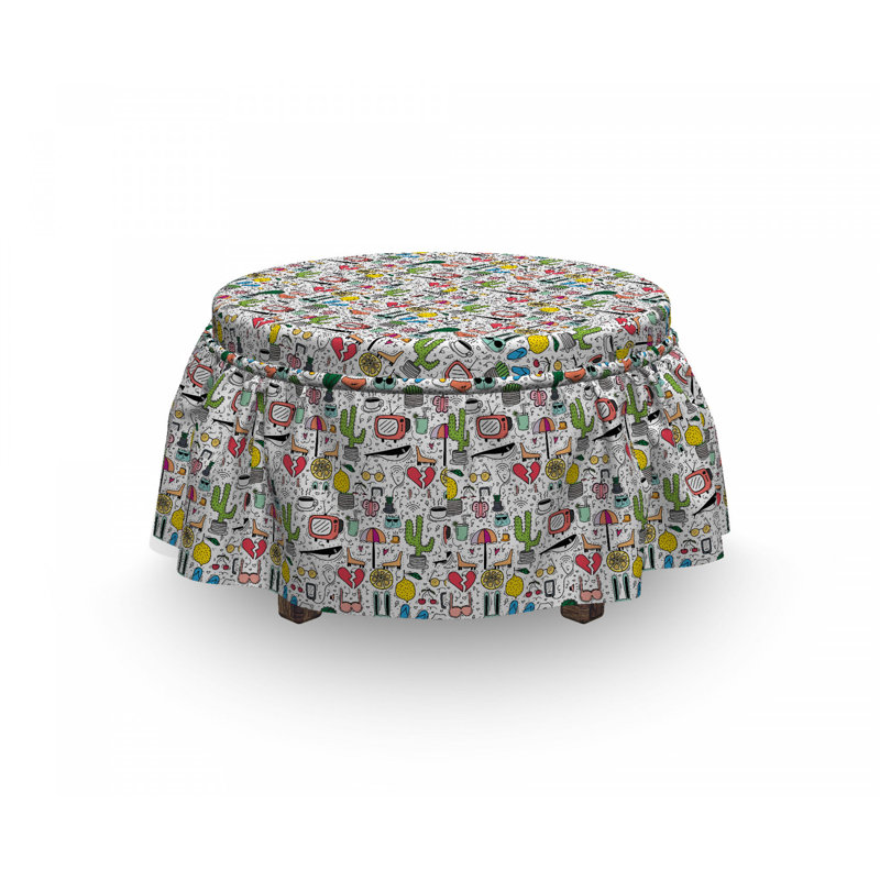 Housse pour repose-pieds composition chaotique objets