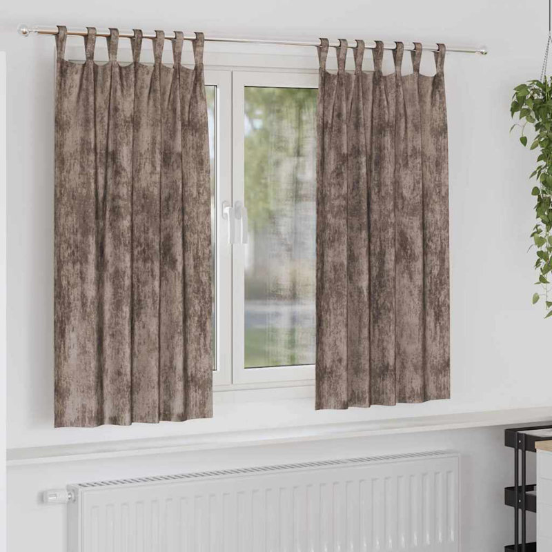 Alithia Velvet Room Darkening Curtain Pair, 140cm Width x 175cm Drop, Cappuccino