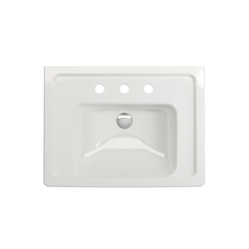 Taormina 26'' L Bathroom Sink, White, Single-Hole