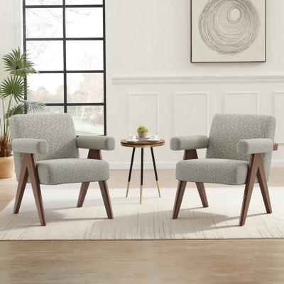 Mid - Century Modern Upholstered Accent Chair with Wooden Frame