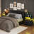 Modern Nightstand With Led Light And Storage