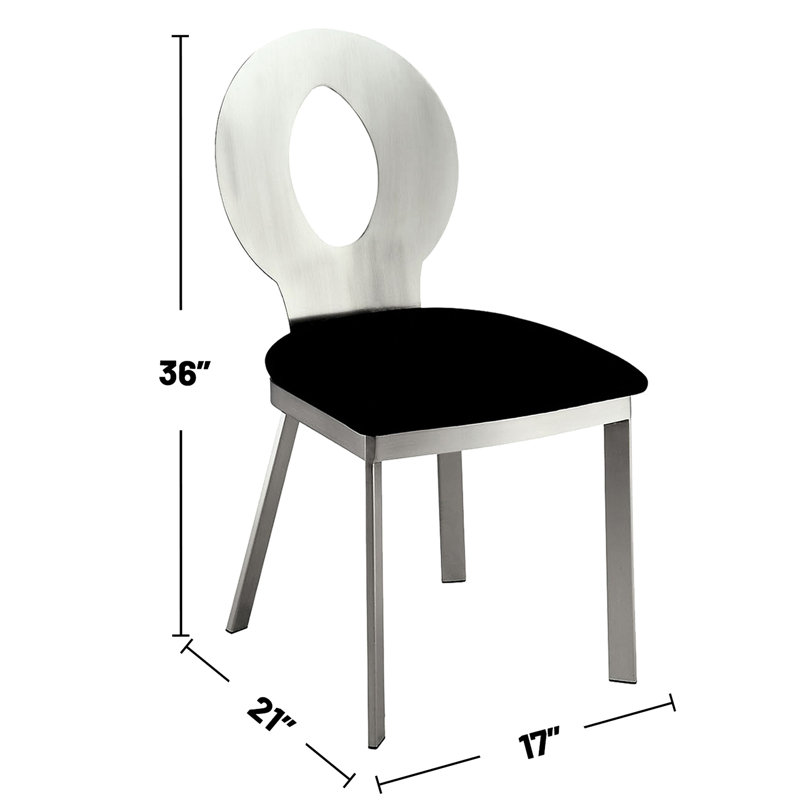 2 chaises d'appoint, en microfibre et en métal, argent / noir, siège rembourré, dossier ovale pour les repas 2 noir + argent, assise