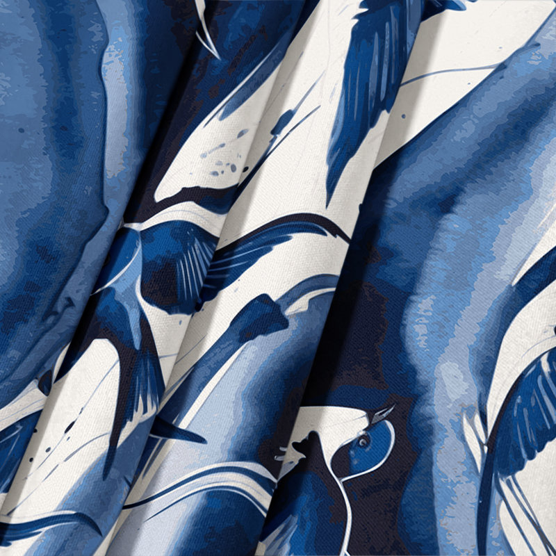 Tapisserie murale oiseaux bleu et blanc hirondelle, 26 po x 36 po