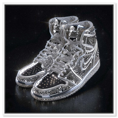 At Night Sparkling Sneakers Canvas Sneaker Head Prints by Art Remedy