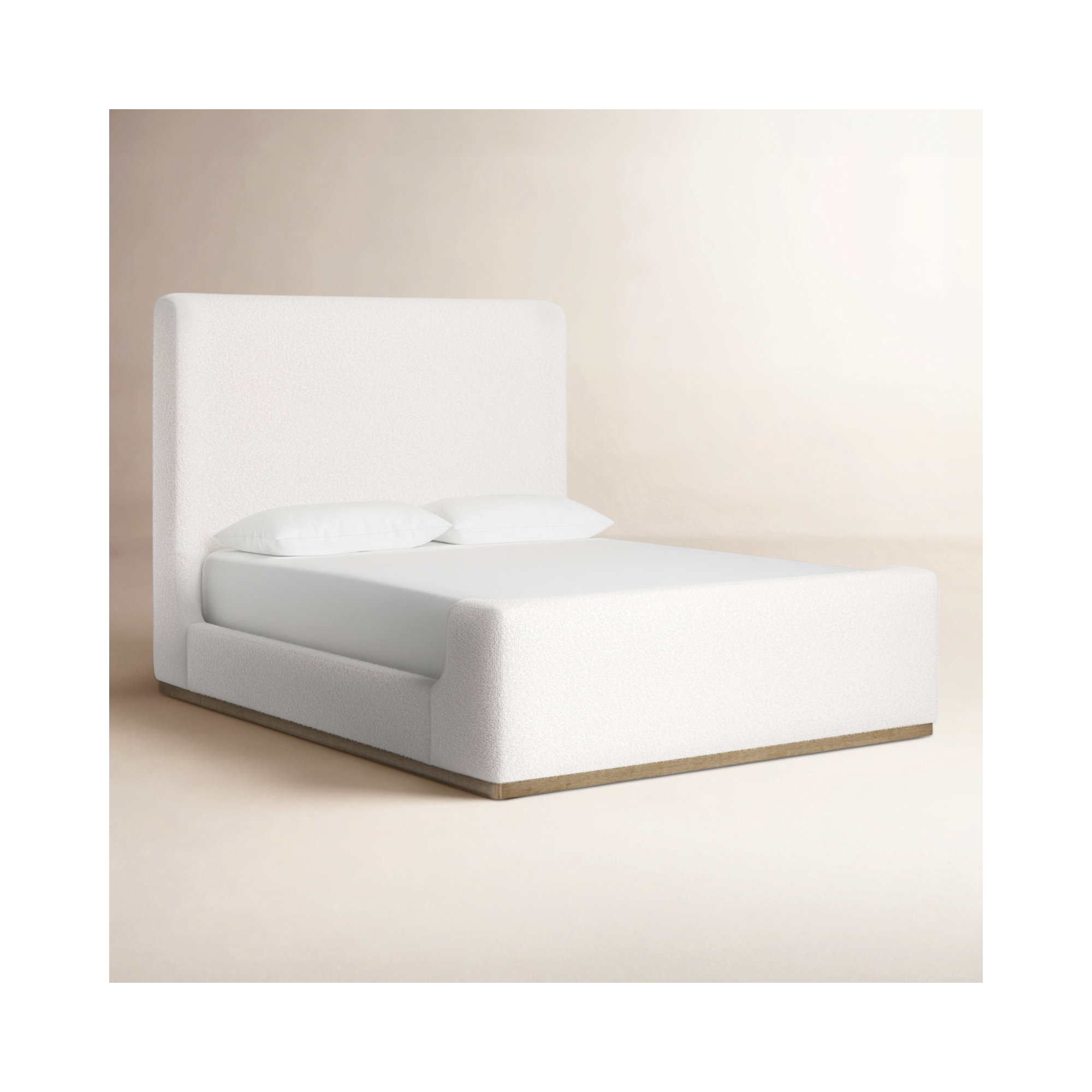 Marlin Upholstered Sleigh Bed Cream, Queen