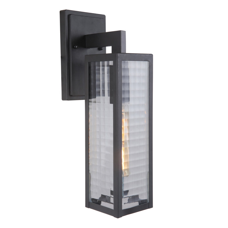 Black Transitional Wall Light with Clear Glass Shade