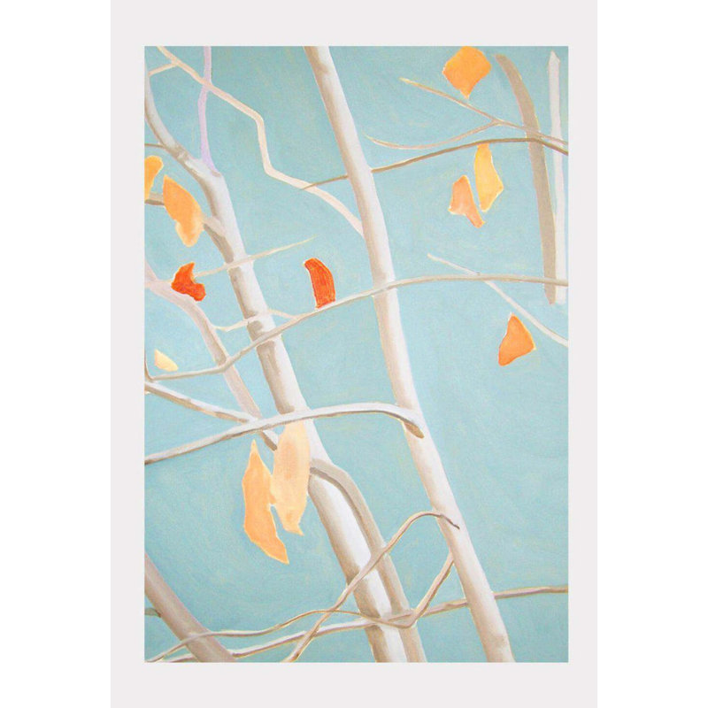 Tree With Orange Leaves On Blue Sky Print, 11" H x 8.5" W