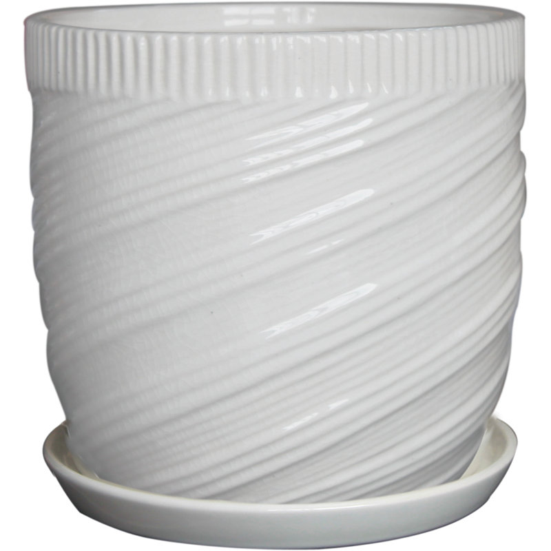 Pot à fleurs 100% céramique Abernathy, Blanc