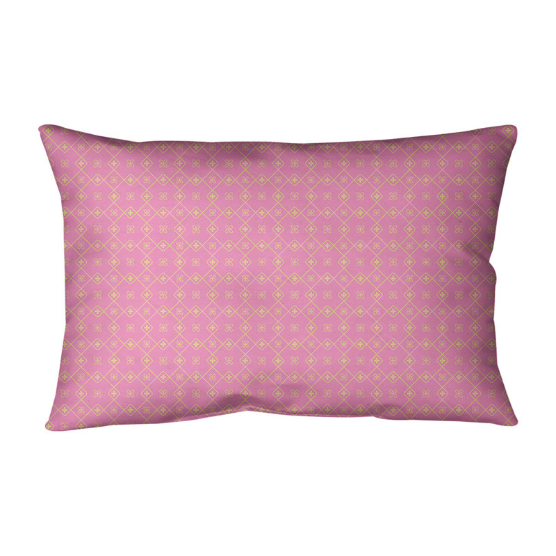Coussin lombaire en coton Katelyn Elizabeth Doily, Pas de bourre, Rose / Jaune