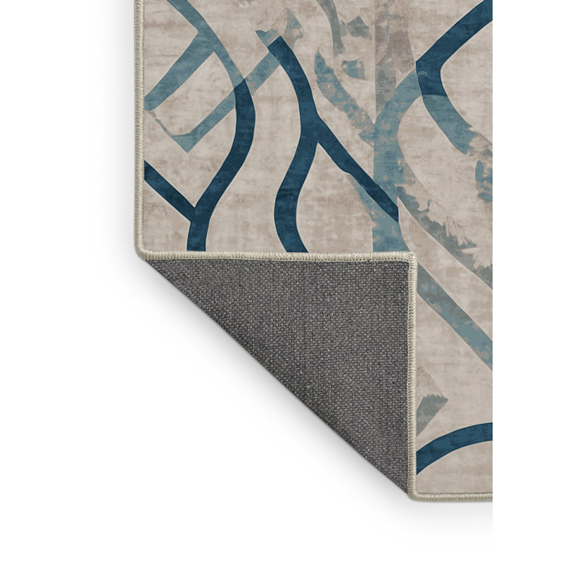 Tapis beige soyeux et moelleux, Carré 5 pi