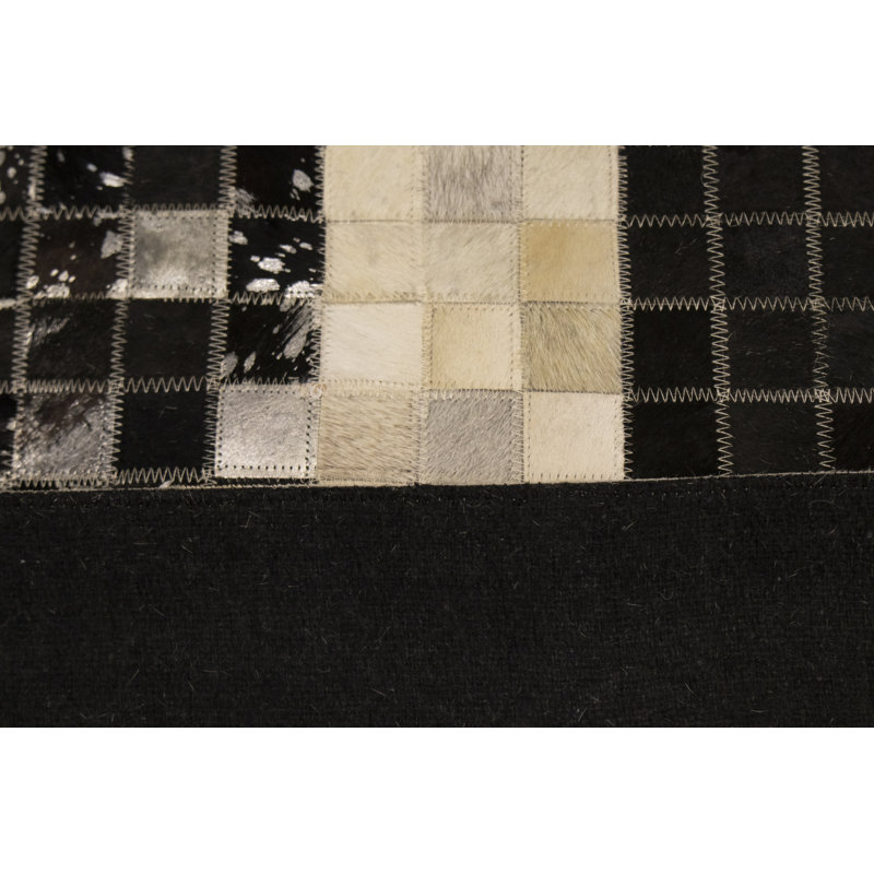 Tapis oriental beige moderne en cuir et en similicuir 5X8, Carré 6 pi