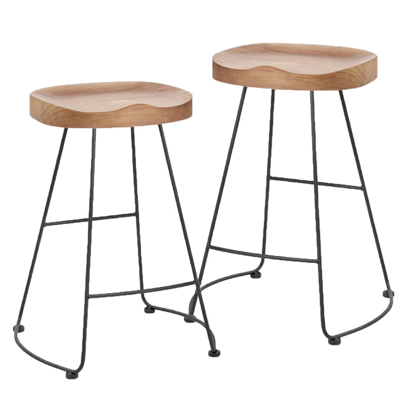 Seleukos Counter Stool with Metal Frame, Oak/Black
