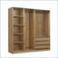 Armoire ouverte sans porte avec tablettes, tiroirs et tiges doubles