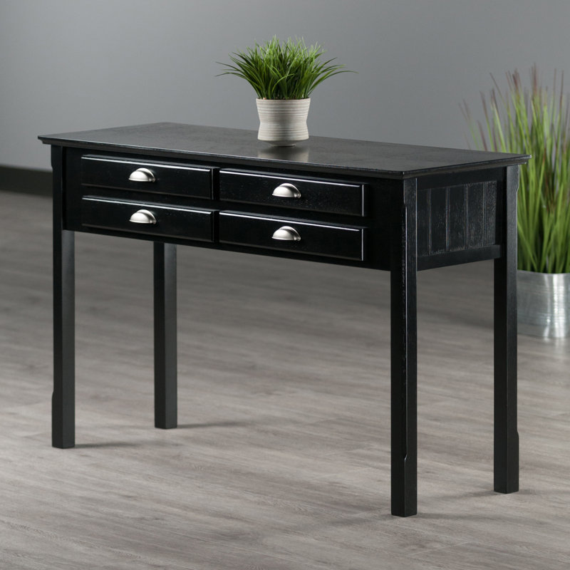 Cydne 4 drawer Rectangular Console Table in Black, 29.23'' H X 47.39'' W X 14.09'' D