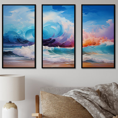 «Vibrant Beach Waves 4» - art mural vagues côtières