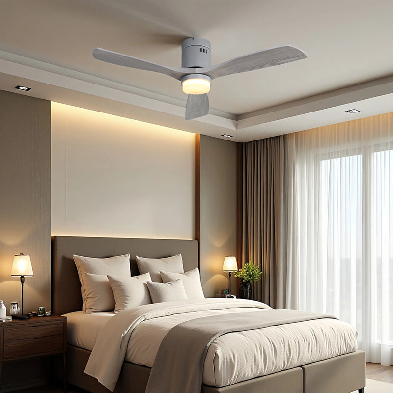 Airys 52'' Ceiling Fan with LED Light and Reversible DC Motor, Gray/Gray Oak