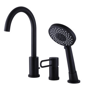 7.48" Roman Bathtub Faucet, Solid Brass Tub Filler with Hand Shower (Divert on the Back)