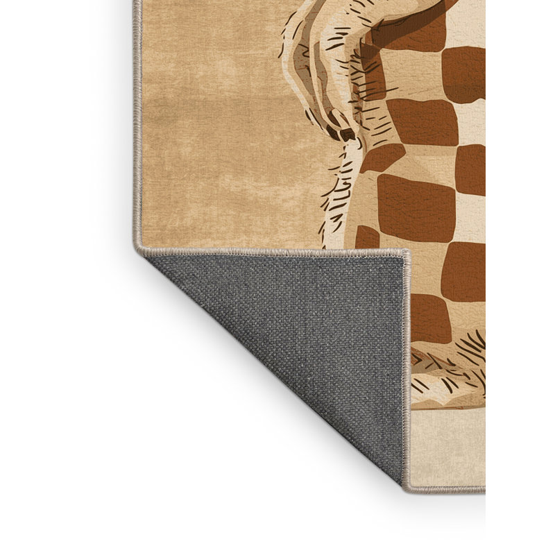 Tapis à carreaux doux moelleux décontracté en surpiqûre beige Tockington, 3 X 5