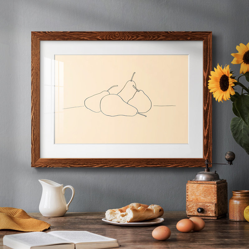 Dessin au trait de fruits III - cadre photo unique, Érable, H 28 po x l 42 po x P 1,5 po