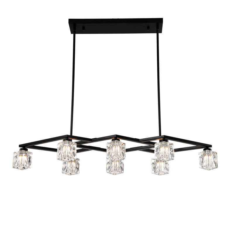 Lustre suspendu en cristal 8 lumières Frank, Noir mat