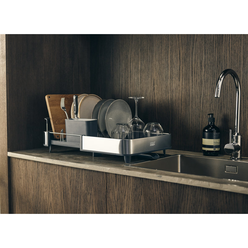 Extend Stainless Steel Expandable Dish Rack, Dark Grey/Silver