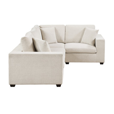Elegant 4-Piece Modular Sectional Set – Beige Chenille Upholstery, Plush Foam Cushions, Solid Frame – Stylish Living Room Furniture